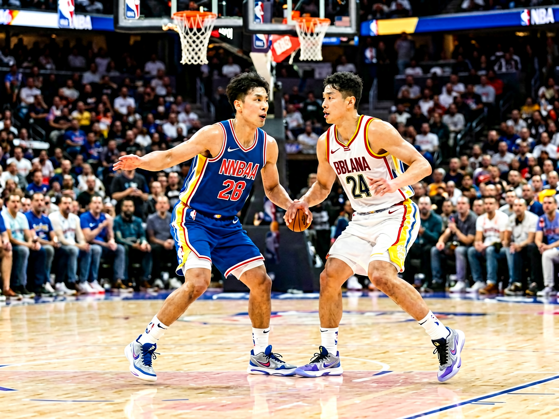 NBA篮球赛事新闻报道配图，展示球员比赛瞬间