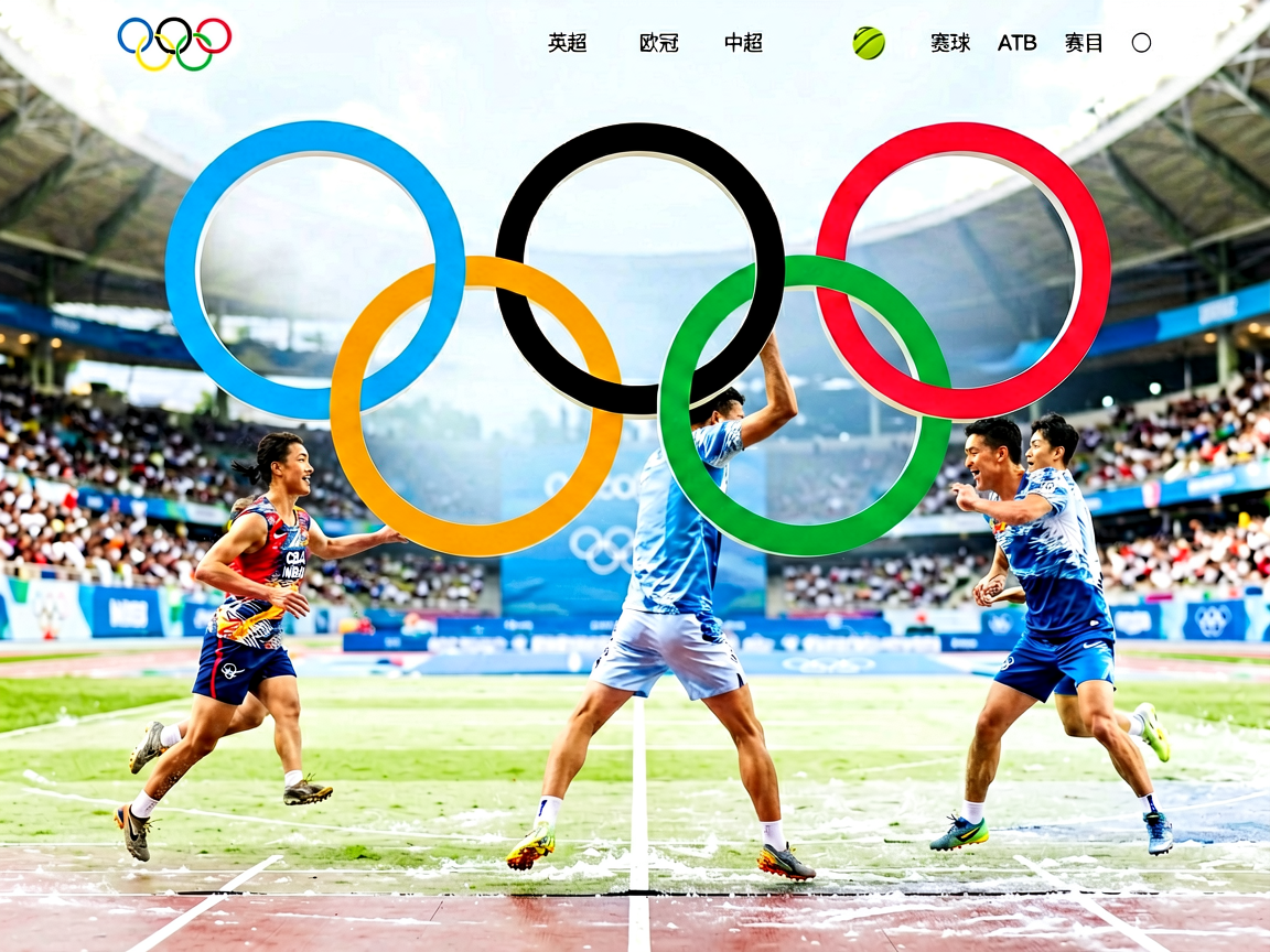 奥运会动态页面入口，展示奥运五环与竞技体育场景